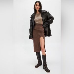 Free People One Pari Midi Skirt in Bison Brown size Medium NWT